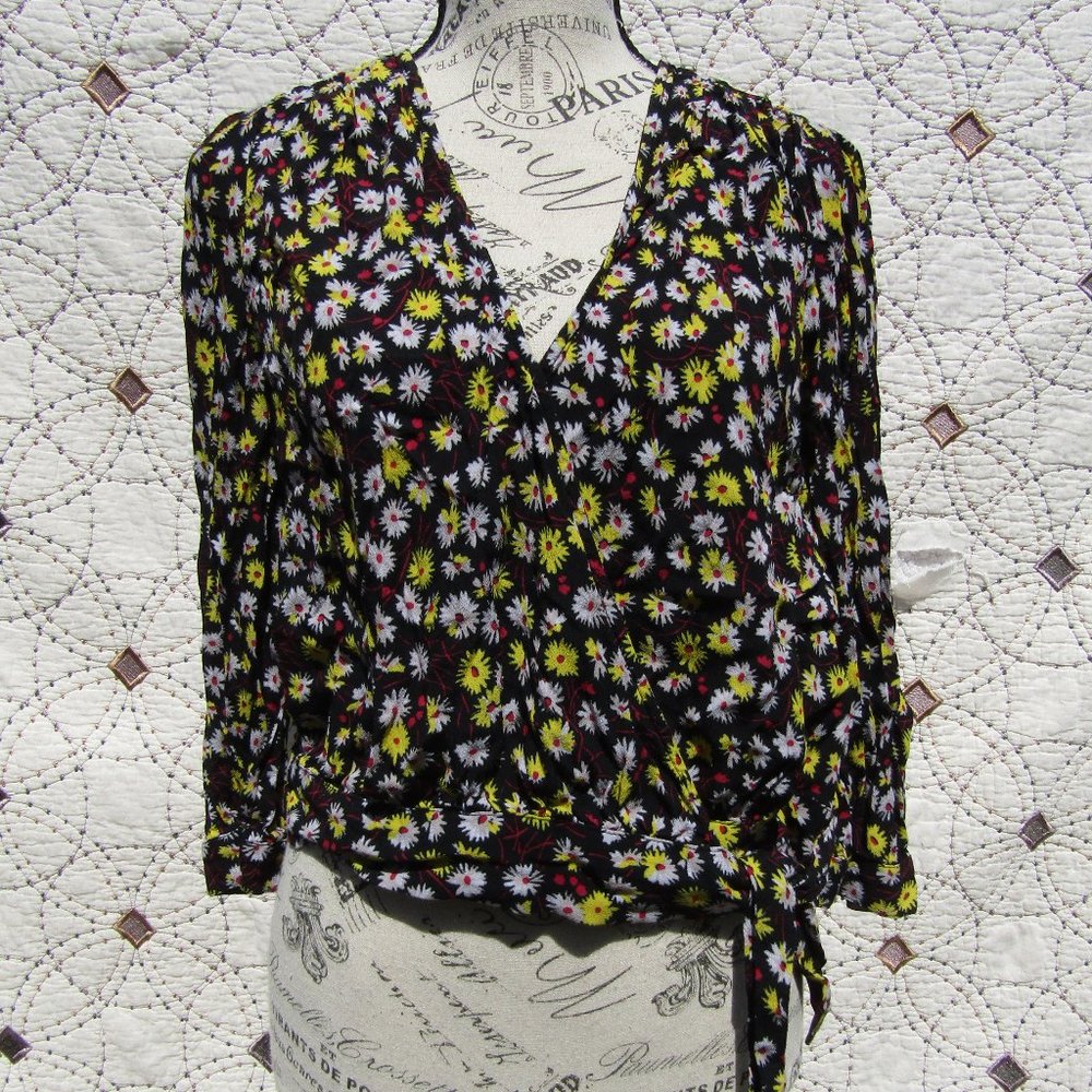 NWOT Madewell Floral Wrap 3/4 Sleeve Blouse M